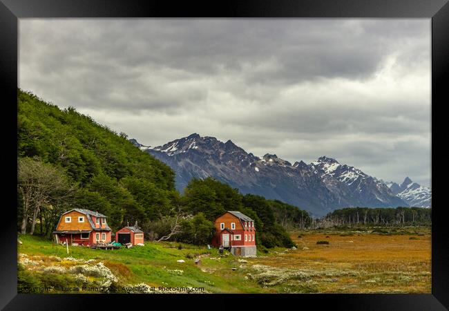 farm and the mountains Framed Print by Lucas Mann