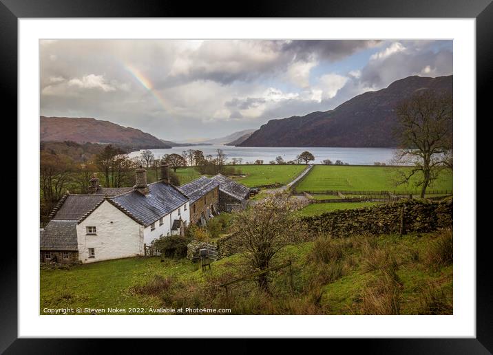Serene Rainbow Over Ullswater Lake Framed Mounted Print by Steven Nokes