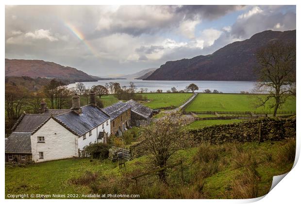 Serene Rainbow Over Ullswater Lake Print by Steven Nokes