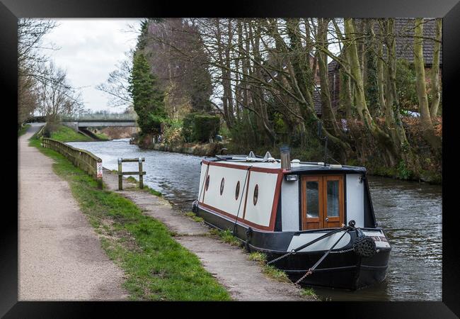 Small narrow boat on the canal Framed Print by Jason Wells
