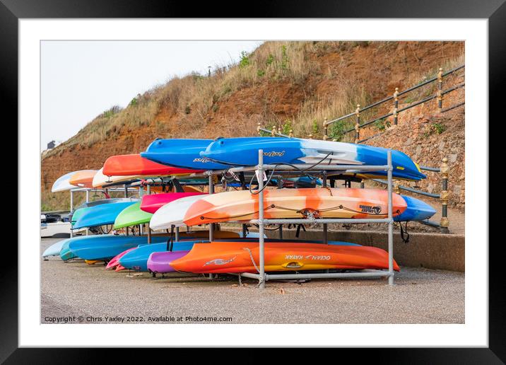 Canoes and Kayaks Framed Mounted Print by Chris Yaxley