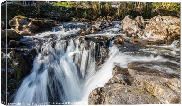 River Conwy waterfall Canvas Print by Paul Madden