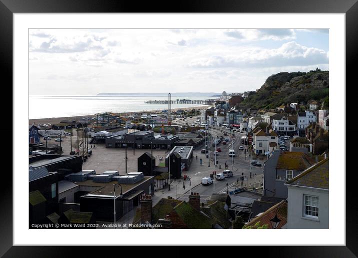 Hastings Seafront from the East Hill Framed Mounted Print by Mark Ward