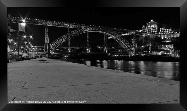 Porto Riverside at Night Framed Print by Angelo DeVal