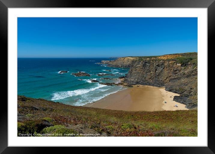 Overview of Beach in Zambujeira do Mar at Sunset Framed Mounted Print by Angelo DeVal