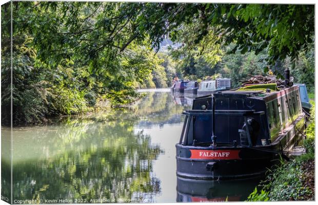 Narrowboats moored on the Grand Union canal at Dudswell Canvas Print by Kevin Hellon