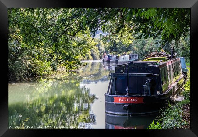 Narrowboats moored on the Grand Union canal at Dudswell Framed Print by Kevin Hellon