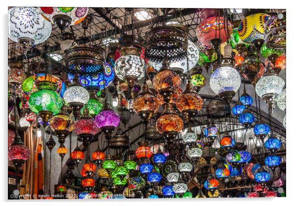 lamps for sale in the Grand Bazaar, Istanbul, Turkey Acrylic by Kevin Hellon