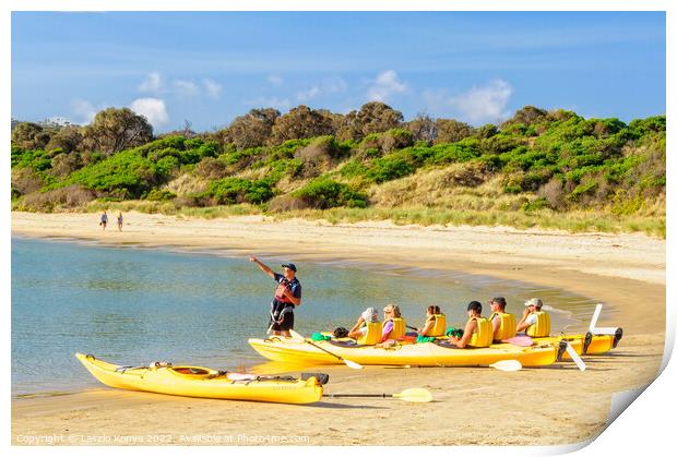 Sea kayaking - Coles Bay Print by Laszlo Konya