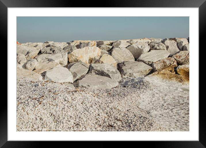Outdoor stonerock near the sea, Italy. Framed Mounted Print by Veronika Druzhnieva