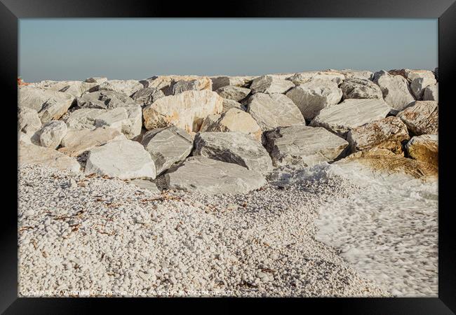 Outdoor stonerock near the sea, Italy. Framed Print by Veronika Druzhnieva