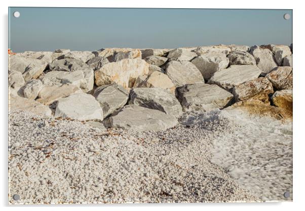 Outdoor stonerock near the sea, Italy. Acrylic by Veronika Druzhnieva