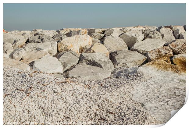 Outdoor stonerock near the sea, Italy. Print by Veronika Druzhnieva
