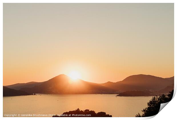 Sunset in Montenegro, Budva Print by Veronika Druzhnieva