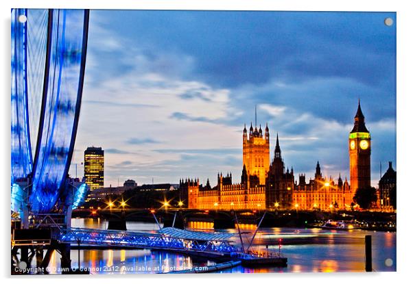 Westminster and London Eye Acrylic by Dawn O'Connor