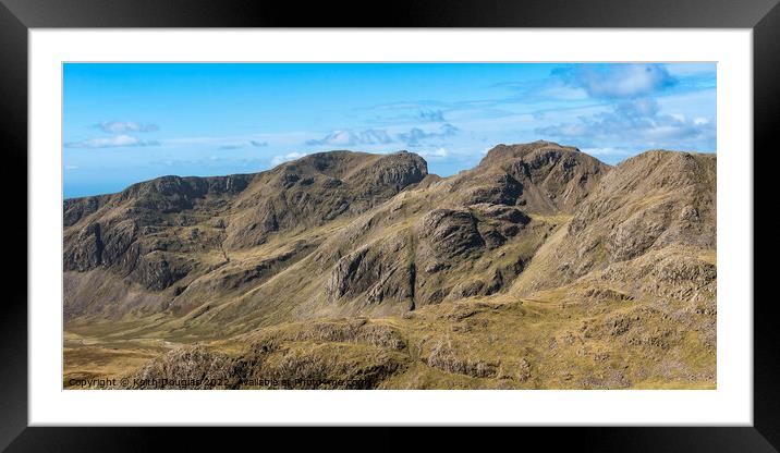 Scafell and Scafell Pike from Bowfell Framed Mounted Print by Keith Douglas
