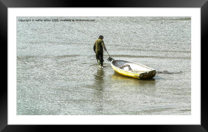 one man and his boat Framed Mounted Print by kathy white