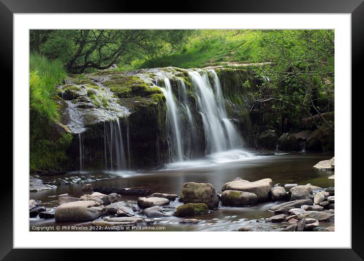 Blaen y Glyn waterfall Framed Mounted Print by Phil Rhodes