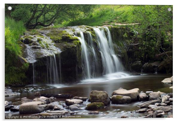 Blaen y Glyn waterfall Acrylic by Phil Rhodes