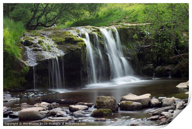 Blaen y Glyn waterfall Print by Phil Rhodes