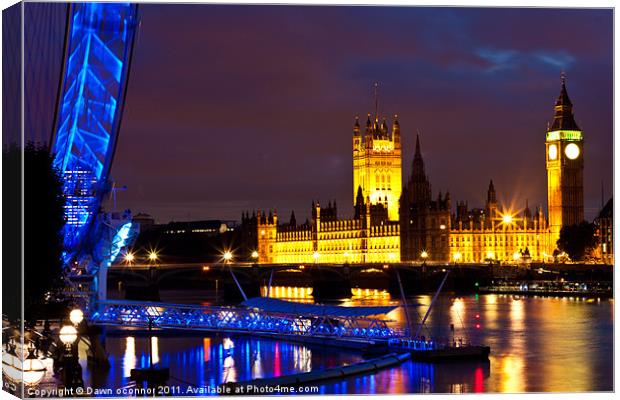 Westminster and London Eye Canvas Print by Dawn O'Connor