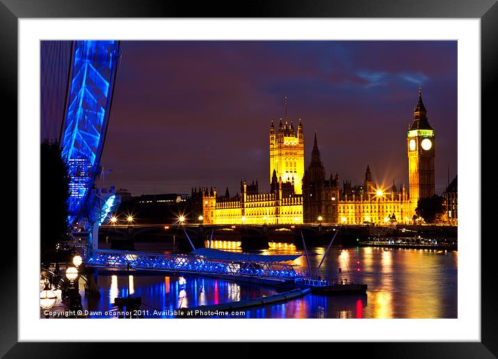 Westminster and London Eye Framed Mounted Print by Dawn O'Connor