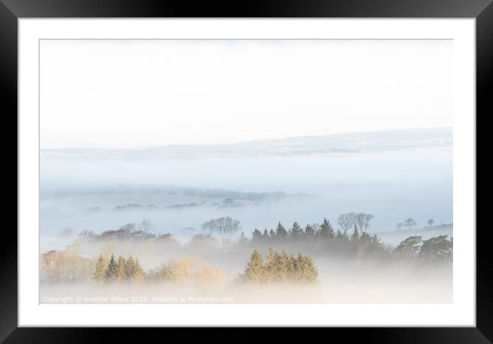 Northumberland Morning Mists Framed Mounted Print by Heather Athey