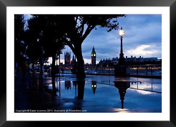 Westminster Puddle Framed Mounted Print by Dawn O'Connor