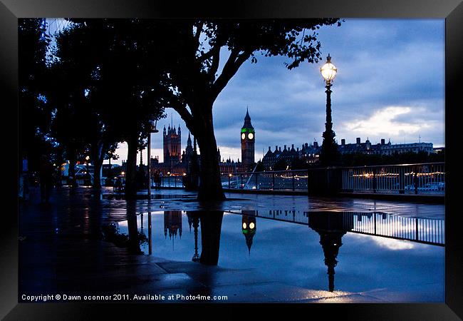 Westminster Puddle Framed Print by Dawn O'Connor