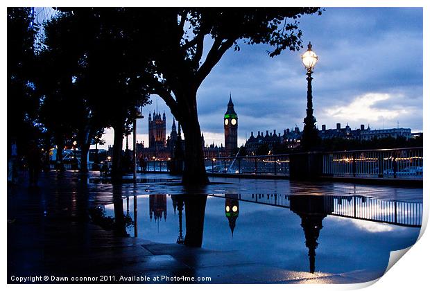 Westminster Puddle Print by Dawn O'Connor
