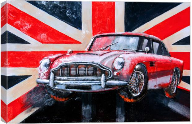 Aston Martin DB5 Sports Car Union Jack Canvas Print by Andy Evans Photos