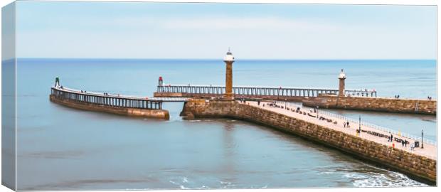 Whitby Piers Canvas Print by John Frid