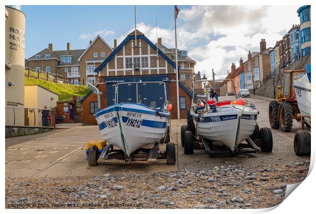 Fishing in the seaside town of Cromer on the North Norfolk coast Print by Chris Yaxley
