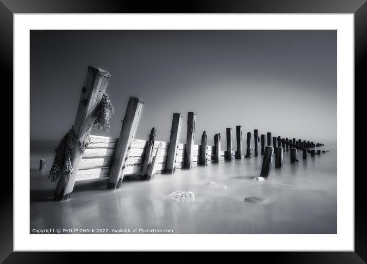 Secluded beach groynes 692  Framed Mounted Print by PHILIP CHALK