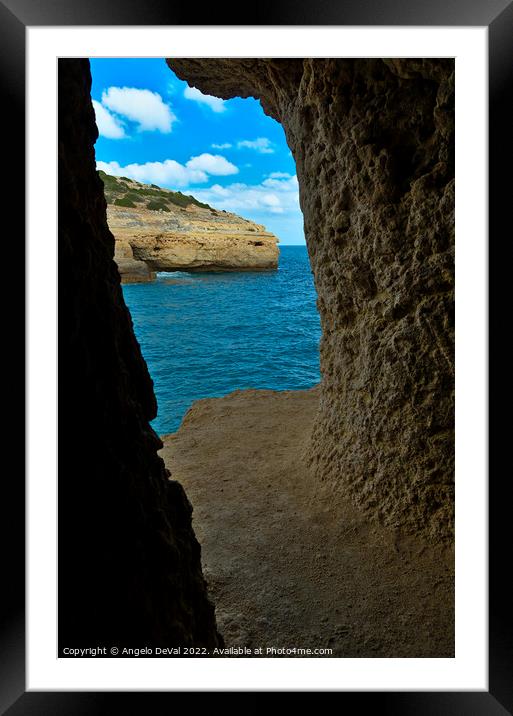 Carvalho Beach Cliff Cave. Portugal Framed Mounted Print by Angelo DeVal