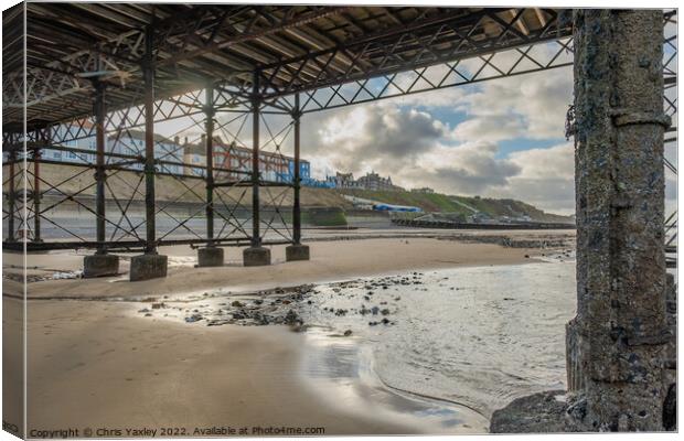 Cromer seafront from under the pier Canvas Print by Chris Yaxley