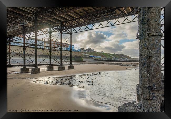 Cromer seafront from under the pier Framed Print by Chris Yaxley