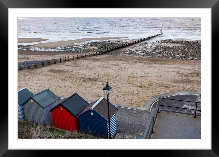 Beach huts on the prom Framed Mounted Print by Chris Yaxley