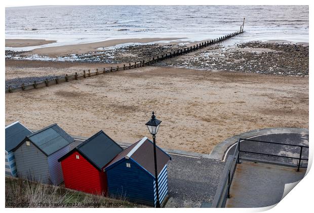 Beach huts on the prom Print by Chris Yaxley