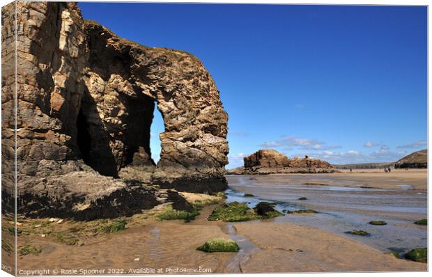 Arch Rock and Chapel Rock at Perranporth Beach  Canvas Print by Rosie Spooner