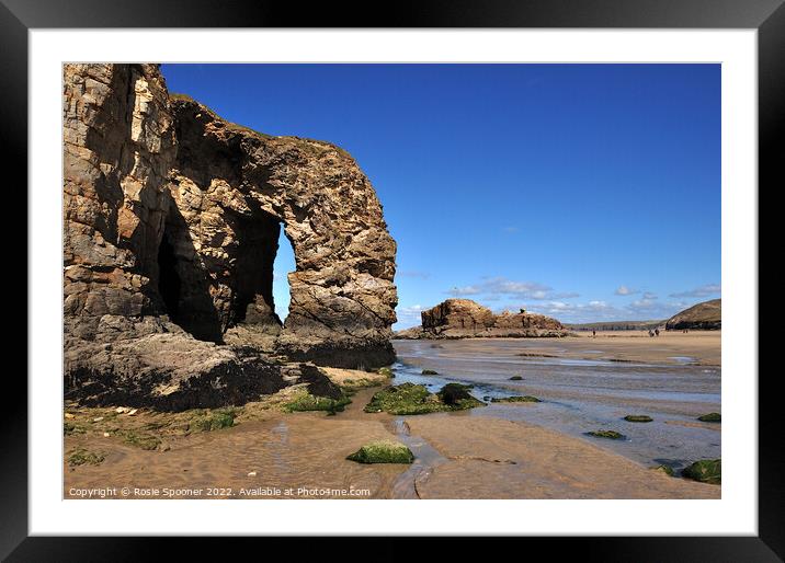Arch Rock and Chapel Rock at Perranporth Beach  Framed Mounted Print by Rosie Spooner