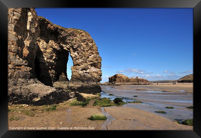 Arch Rock and Chapel Rock at Perranporth Beach  Framed Print by Rosie Spooner
