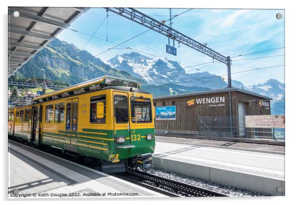 Wengen Railway Station, Switzerland Acrylic by Keith Douglas