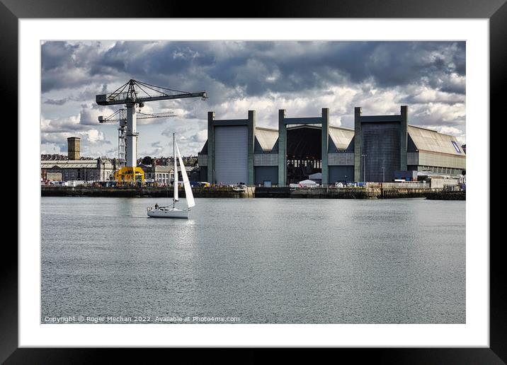 Shipbuilding Amidst a Threatening Sky Framed Mounted Print by Roger Mechan