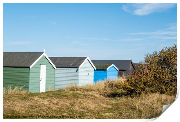 Hunstanton Beach Huts Print by Chris Yaxley