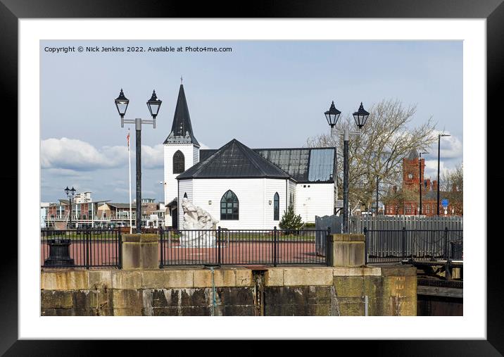 Norwegian Church at Cardiff Bay Framed Mounted Print by Nick Jenkins