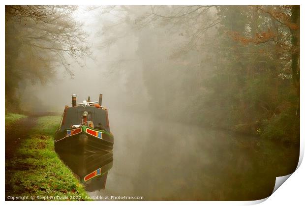 Misty morning canal side by Stewpony Locks, Staffo Print by Stephen Davis