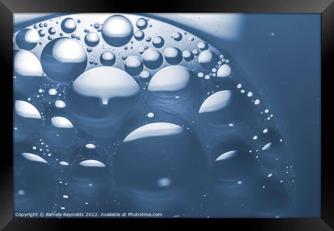 Bubbles in Blue Tones Framed Print by Pamela Reynolds