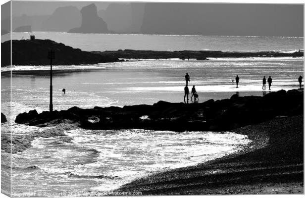 Sidmouth Silhouettes 2 Canvas Print by Roy Curtis