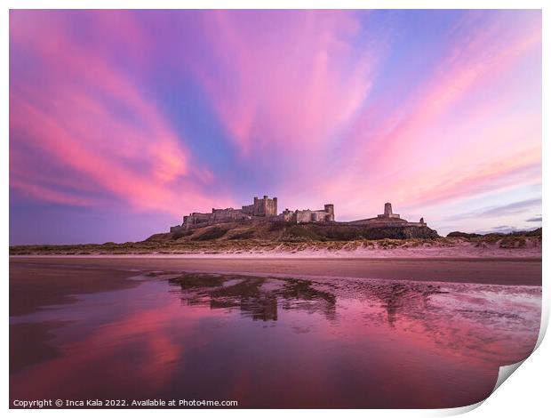 Evening Clouds over Bamburgh Castle Print by Inca Kala